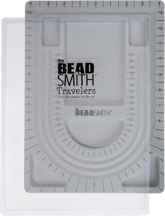 The Beadsmith Bead Board with Cover, Grey Flocked