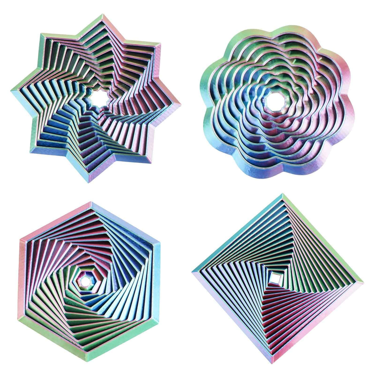 4PCS 3D Printed Fidget Toys,Fractal Hexagon Stress Toys for Kids Adults