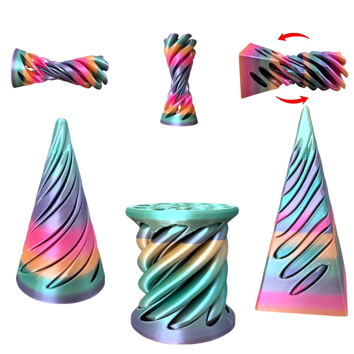 ajitxalr 3 Packs Impossible Cone,Spiral Cone Fidget Toy,Impossible Cones passthrough Impossible Pyramid for Relaxing,Spiral Fidget Toy passthrough Impossible Cone,Birthday for Adults & Kids