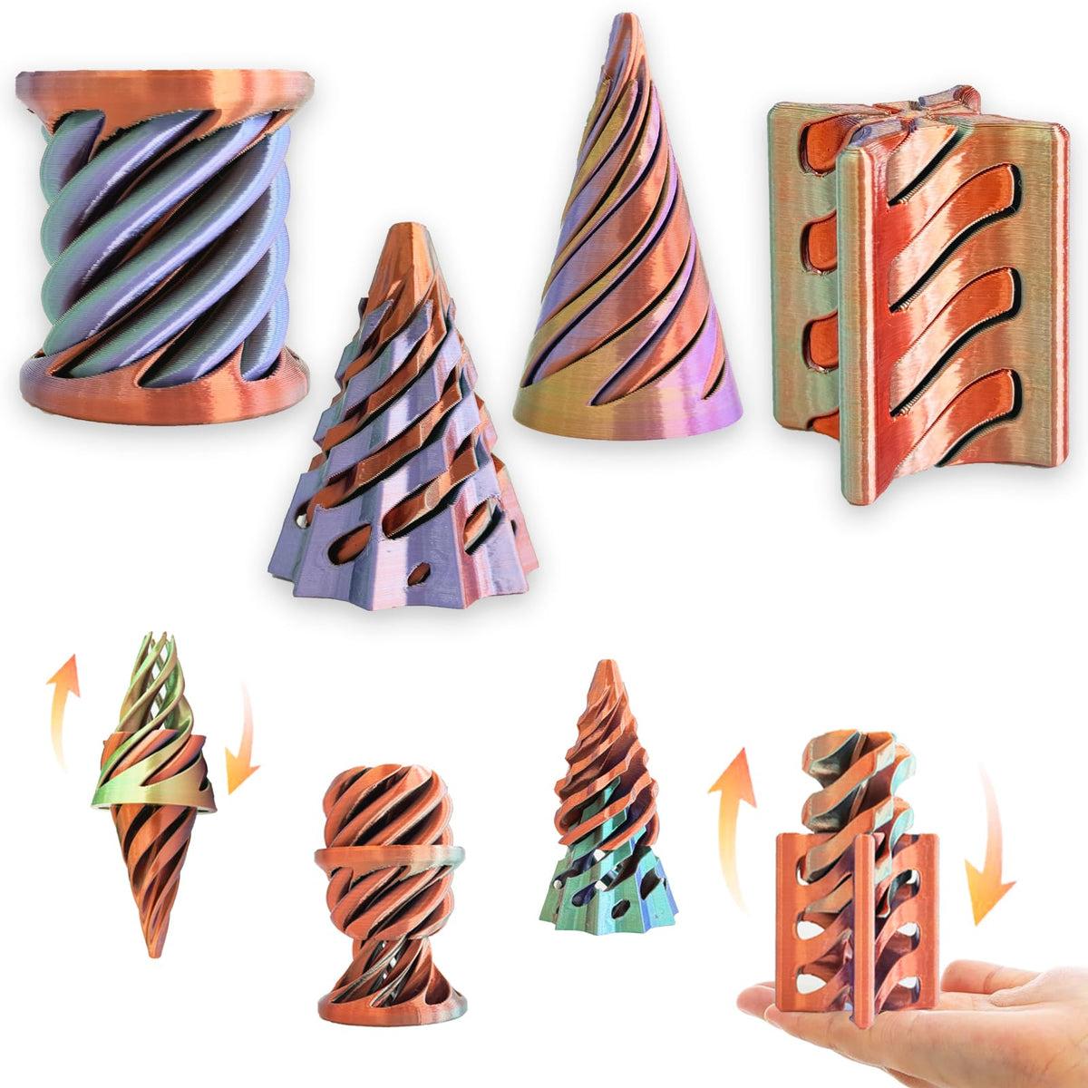 ajitxalr 3 Packs Impossible Cone,Spiral Cone Fidget Toy,Impossible Cones passthrough Impossible Pyramid for Relaxing,Spiral Fidget Toy passthrough Impossible Cone,Birthday for Adults & Kids