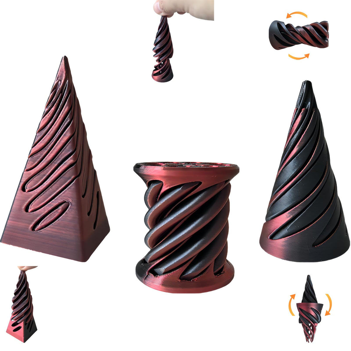 ajitxalr 3 Packs Impossible Cone,Spiral Cone Fidget Toy,Impossible Cones passthrough Impossible Pyramid for Relaxing,Spiral Fidget Toy passthrough Impossible Cone,Birthday for Adults & Kids