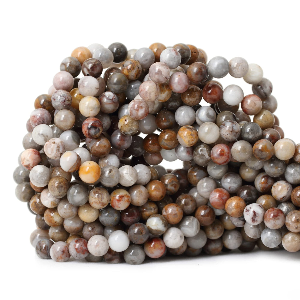 60PCS 6mm Natural Indian Agate Gemstone Round Loose Beads for Jewelry Making DIY 1 Strand 15"