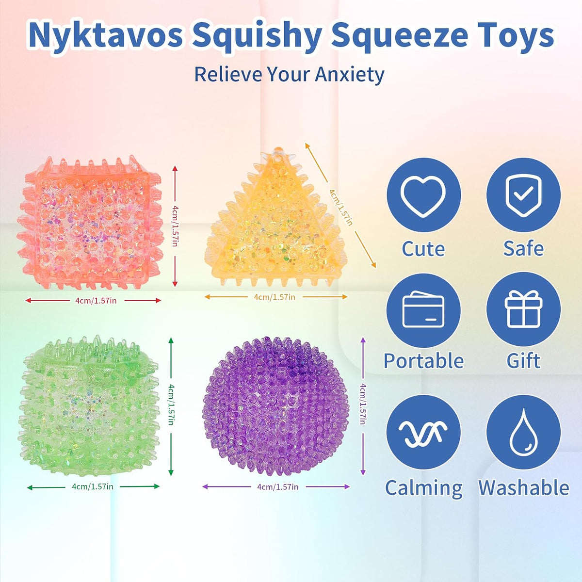 Geometric Squeeze Squishy Toy, Slow Rising Fidget Sensory Shapes
