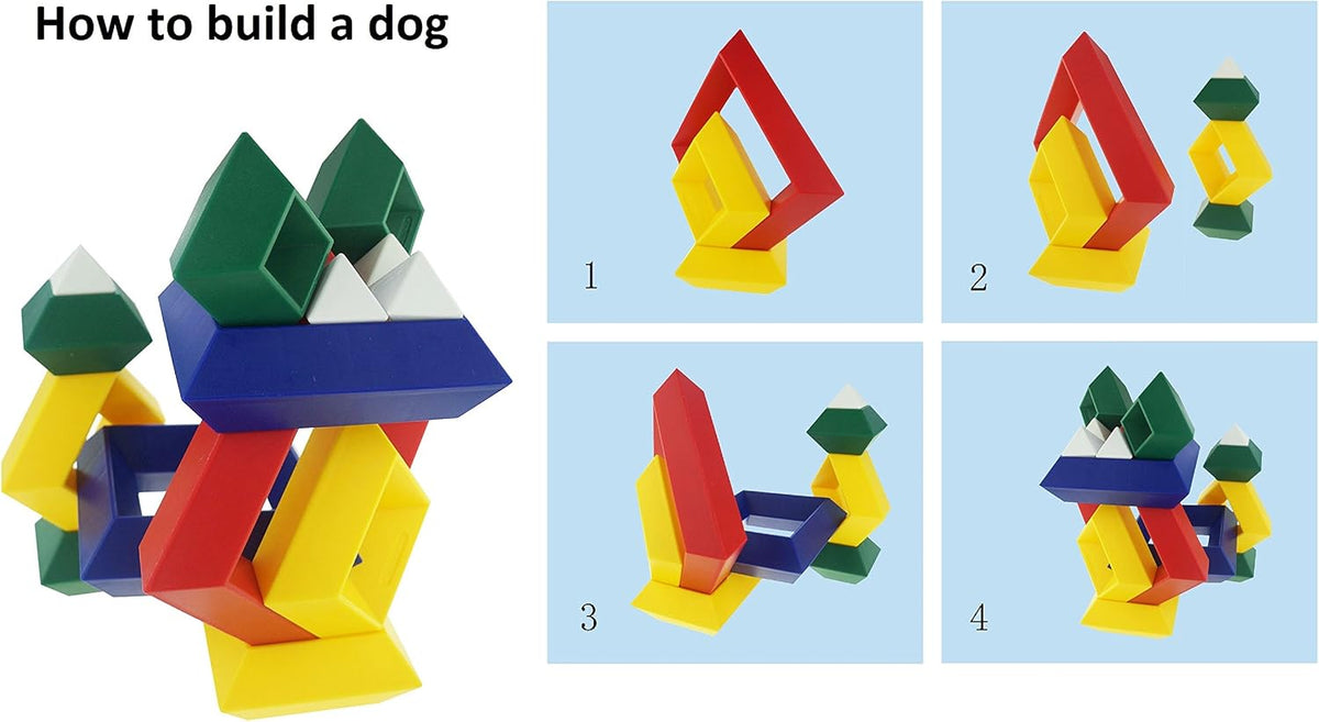 KUTOI Pyramid Stacking Toy Building Blocks 3D Puzzle Brain Teasers for Kids and Adults-Creative Preschool Learning Activities- Toddler Building Toys, Kids Blocks for 3 Year Old Boys & Girls