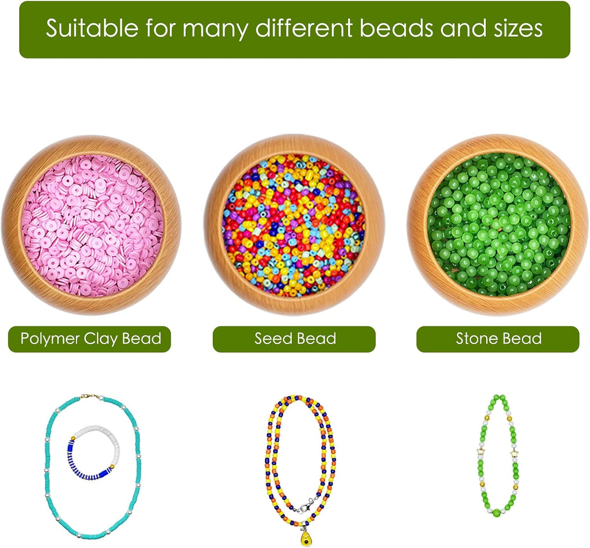 Xmada Electric Bead Spinner - Clay Bead Spinner with 2PC Beading Needles and Seed Beads, Waist Beads Kit, Bead Spinner for Jewelry Making, Electric | Speed Adjustment Beading Tools