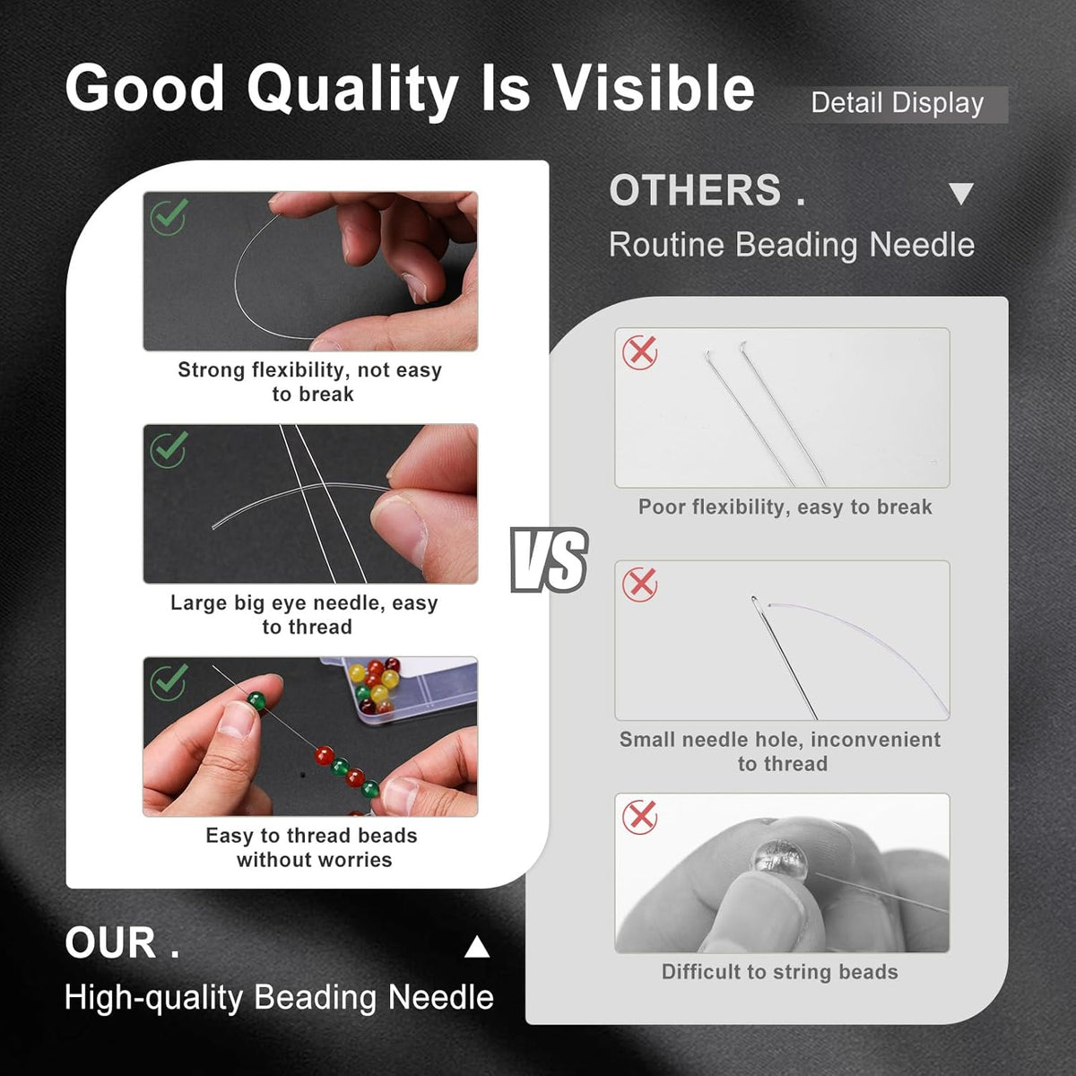 18 Pcs Collapsible Beading Needles for Seed Beads, Big Eye Beading Needle for Jewelry Making with Bottle