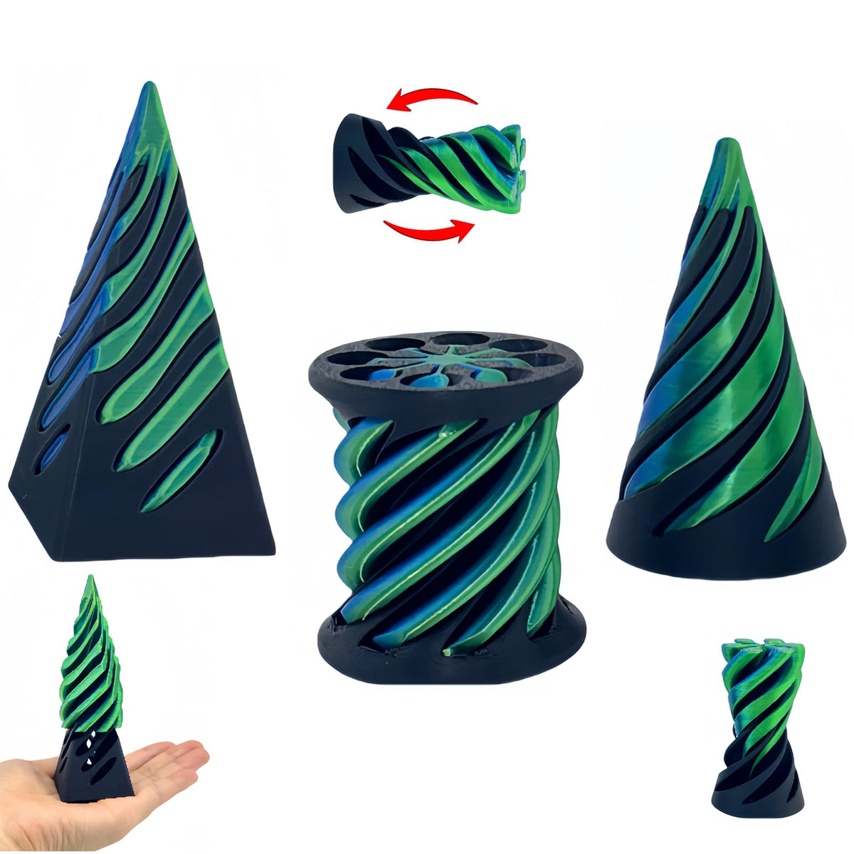 ajitxalr 3 Packs Impossible Cone,Spiral Cone Fidget Toy,Impossible Cones passthrough Impossible Pyramid for Relaxing,Spiral Fidget Toy passthrough Impossible Cone,Birthday for Adults & Kids