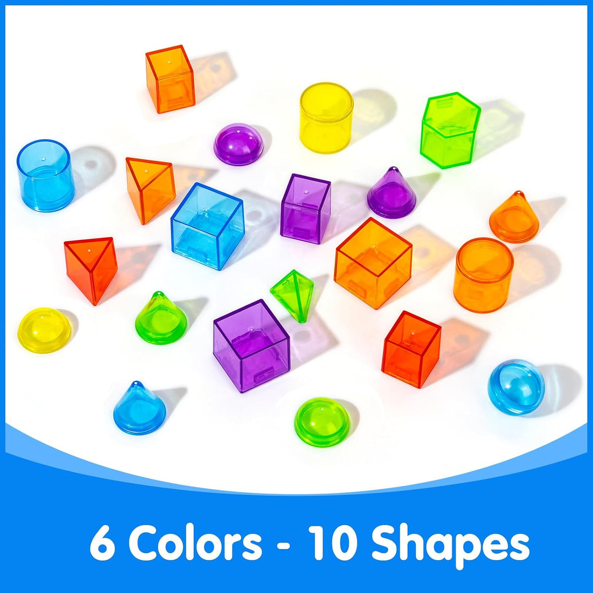 60 Pcs 3D Shapes for Teaching - Light Table Manipulatives