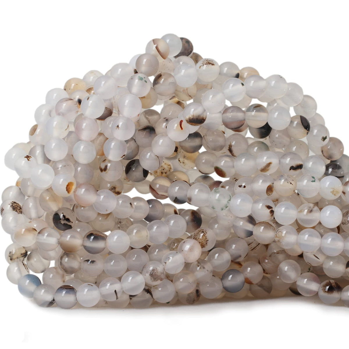 60PCS 6mm Natural Indian Agate Gemstone Round Loose Beads for Jewelry Making DIY 1 Strand 15"