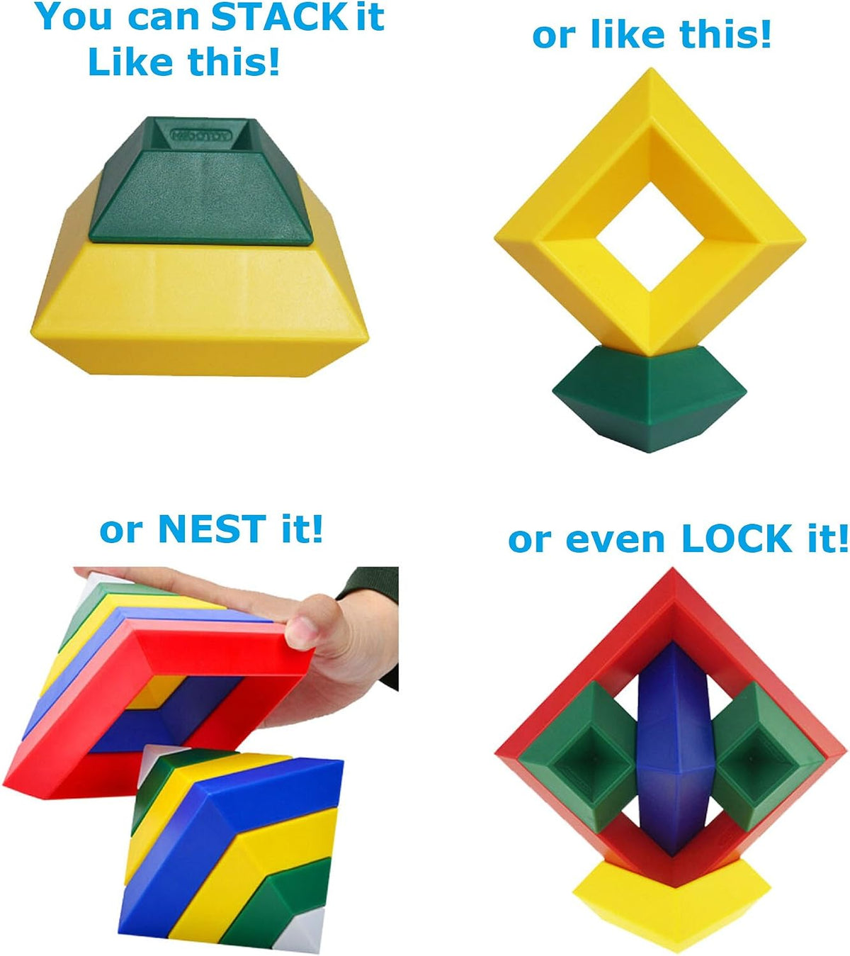 KUTOI Pyramid Stacking Toy Building Blocks 3D Puzzle Brain Teasers for Kids and Adults-Creative Preschool Learning Activities- Toddler Building Toys, Kids Blocks for 3 Year Old Boys & Girls