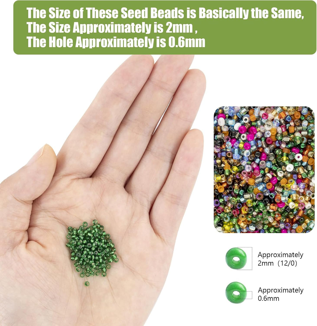 Ybxjges 24000Pcs 2mm Glass Seed Beads Kit, with 28 Colors Small Beads Kit for Girls,Women and Adults,Bracelets, Necklaces,Earring,Jewelry Making Supplies