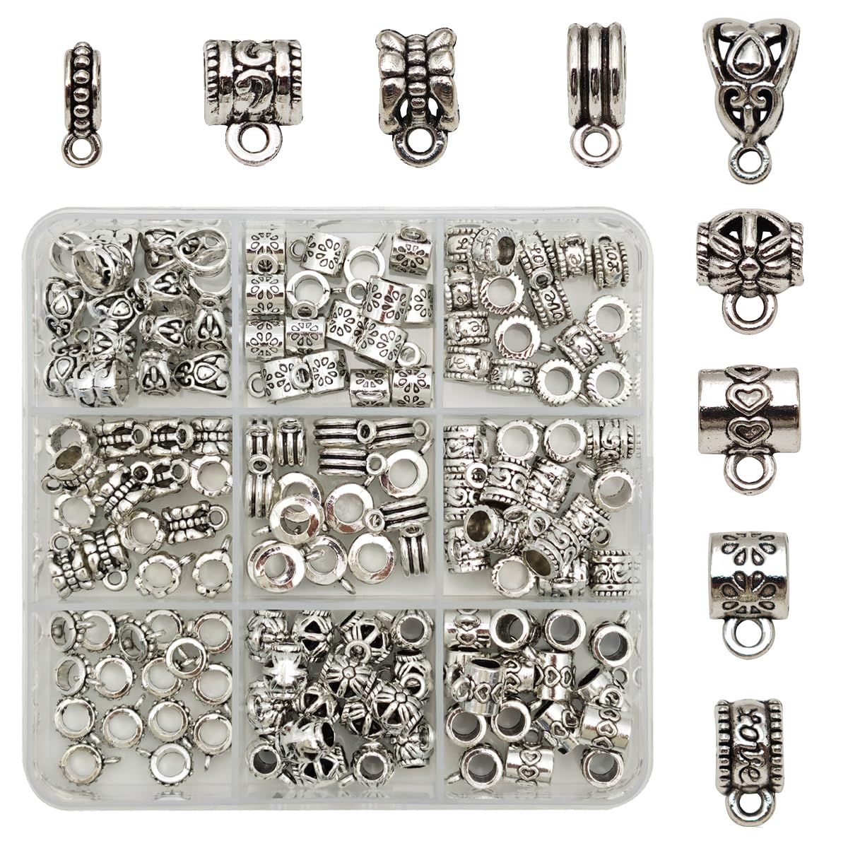INSPIRELLE 450 Pieces Antique Silver Bead Caps Metal Alloy Beads