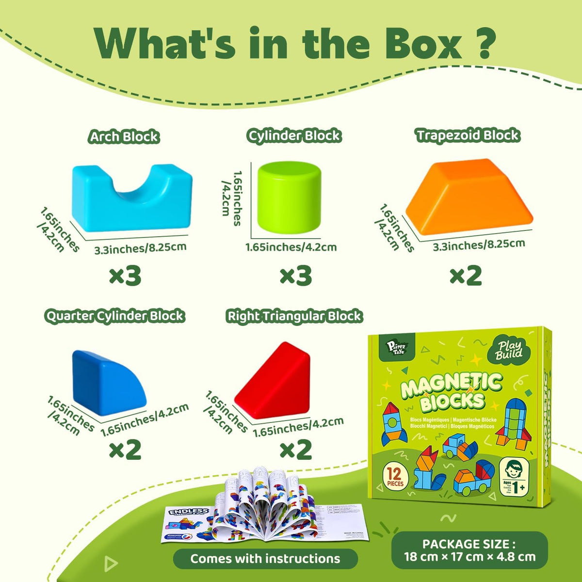 Pairez Toys Magnetic Blocks for Kids Ages 1-3, Large Building Blocks
