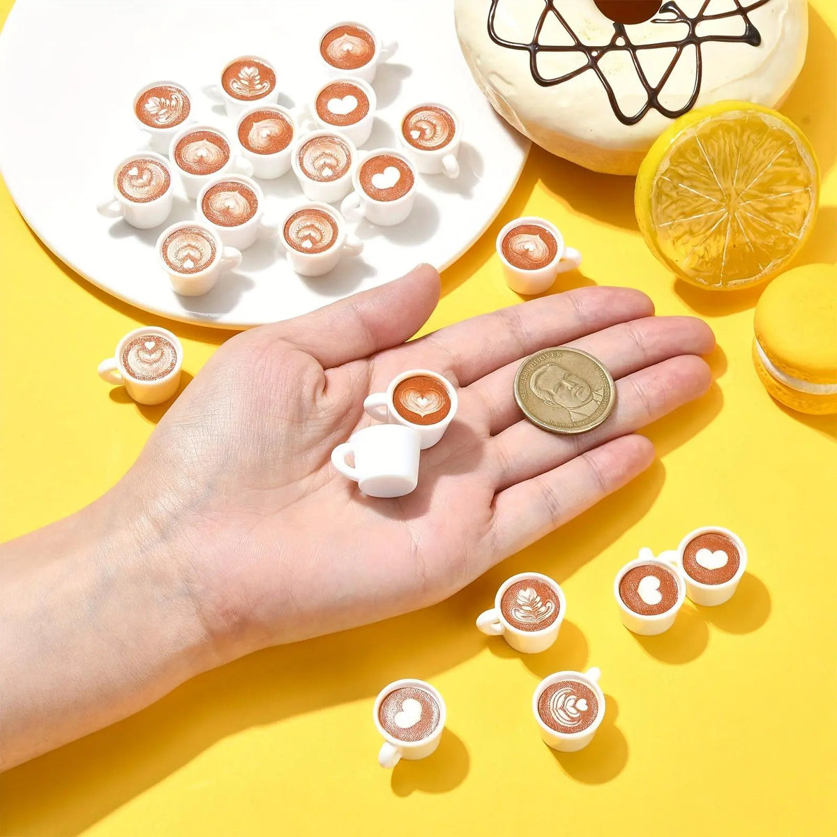 Latte Art Design Coffee Cup, Mini Coffee Cup Charms, DIY Jewelry Making, DIY Jewelry Accessories and Handmade Resin Pendants, Gift Packaging Supplies, DIY Jewelry Decoration, Charm Accessory, Diy With Charms, Crafts, Handmade Item