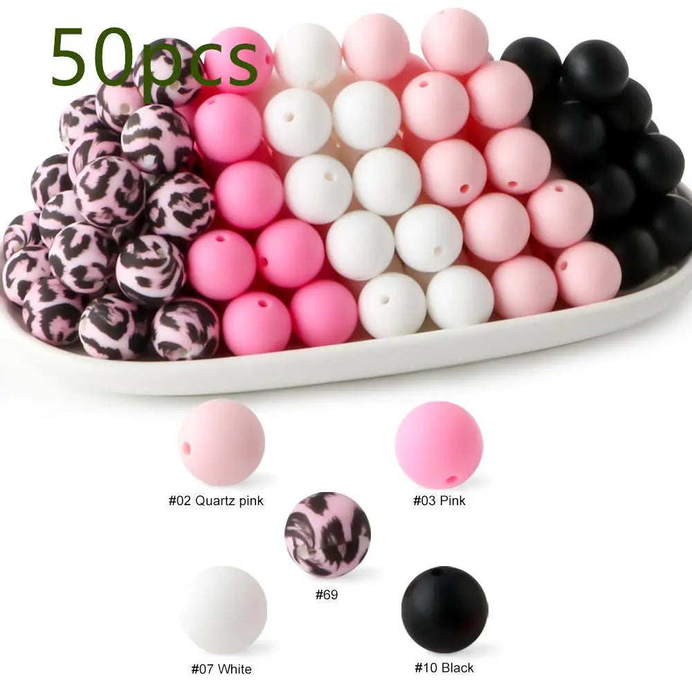 15mm Silicone Beads, 50-Piece Round Printed Bead Set, Beads for Crafts, Beading Supplies, DIY Jewelry-Making Supplies for Bracelets, Necklaces, Earrings and Pendants #GLOBAL PICKS
