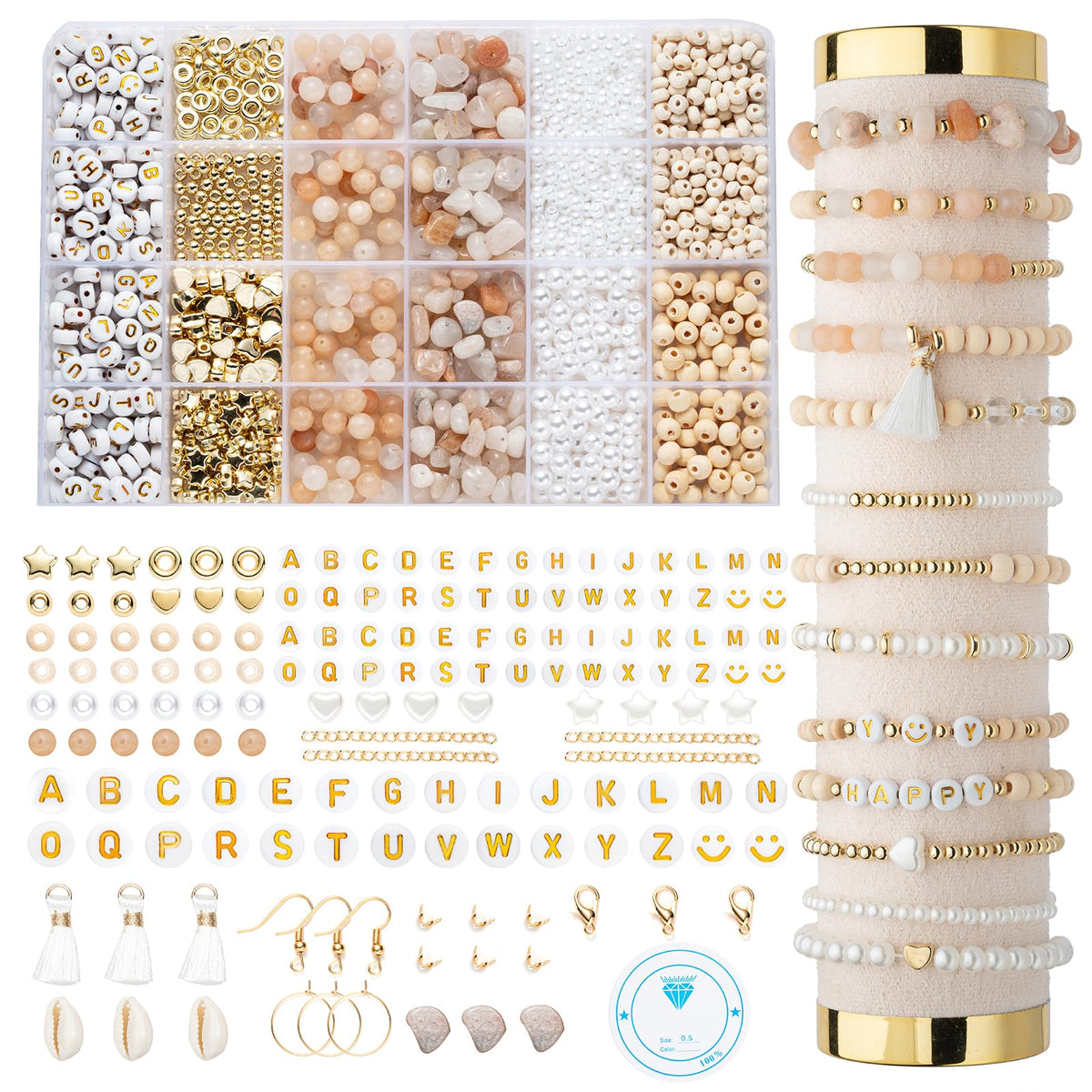 Xylise Jewelry Making Supplies Kit Natural Stone Beads for Irregular Natural Stone with for DIY Craft Bracelet Necklace Earrings for Adults (Amazonian)