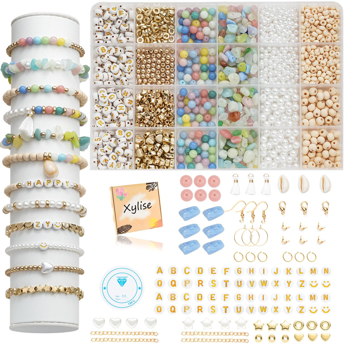 Xylise Jewelry Making Supplies Kit Natural Stone Beads for Irregular Natural Stone with for DIY Craft Bracelet Necklace Earrings for Adults (Amazonian)