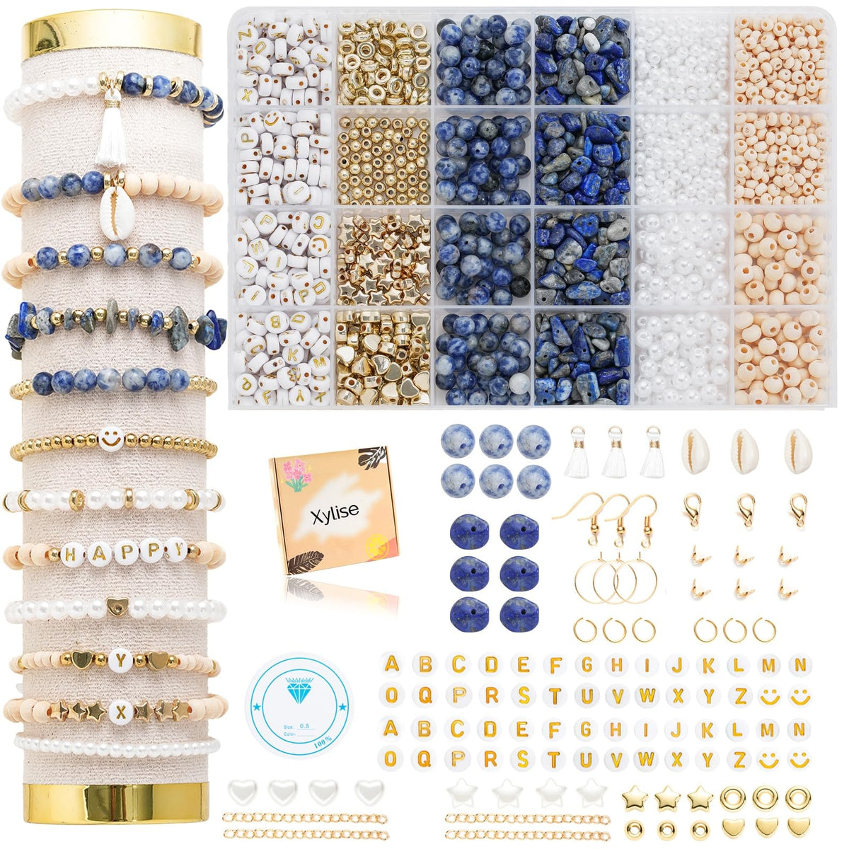 Xylise Jewelry Making Supplies Kit Natural Stone Beads for Irregular Natural Stone with for DIY Craft Bracelet Necklace Earrings for Adults (Amazonian)
