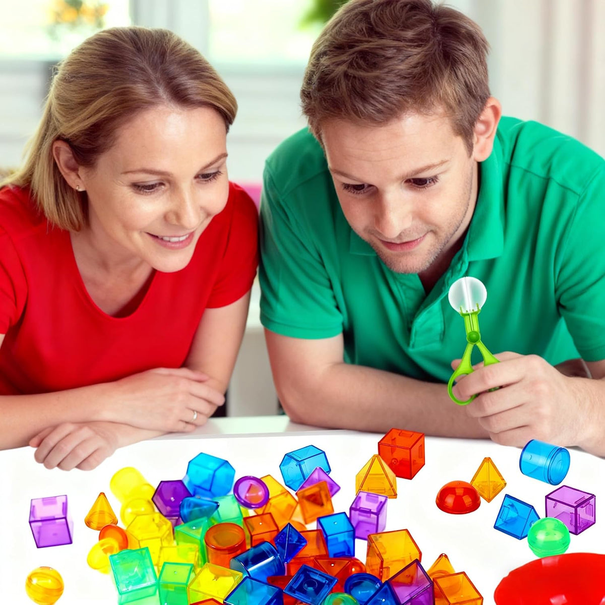 Bbiamsleep 76 Pcs 3D Shapes Geometric Solids, Light Table Manipulatives