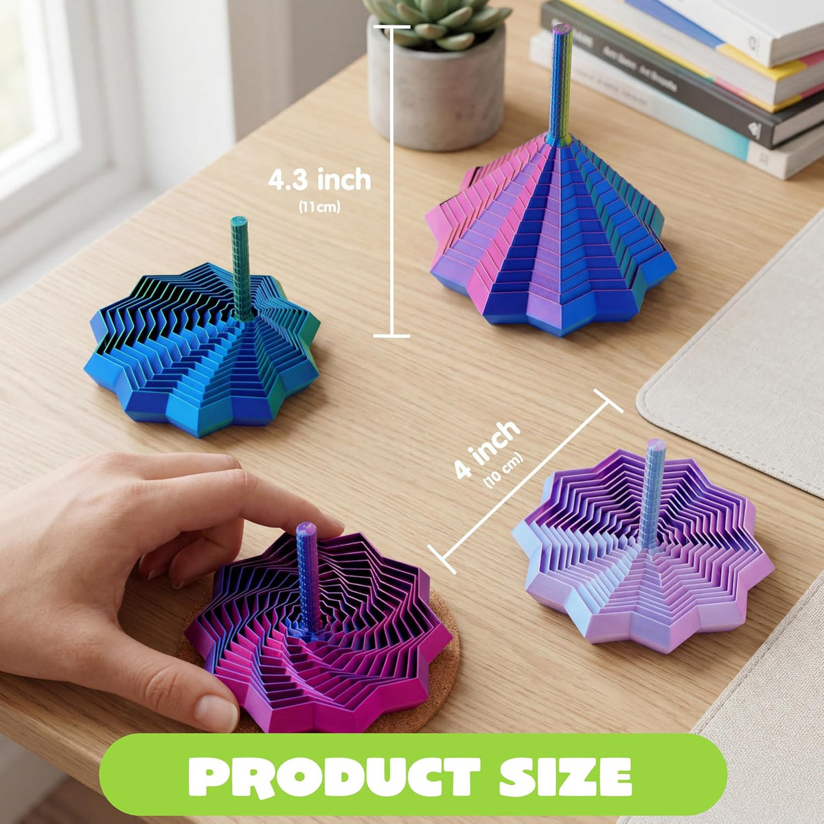 JOYIN 4PCS 3D Printed Expanded Sensory Fidget Star, 3D Printed Fidget Toys with a Rotating Spiral Design Suitable for Adults and Girls Boys, Birthday Gifts, Office Desk Decompression Toy, Party Favors