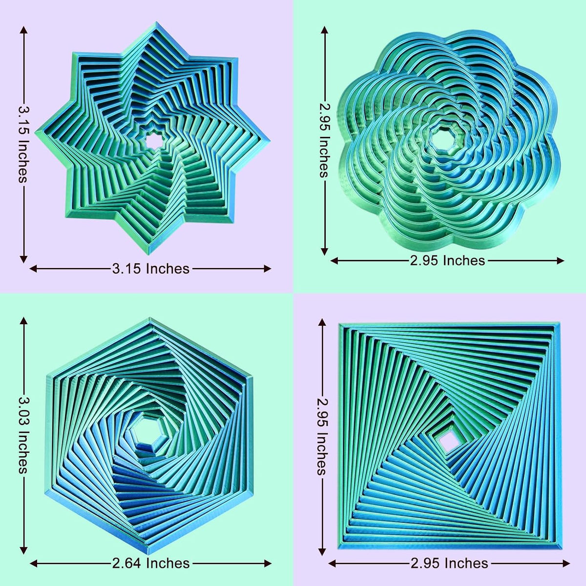 4PCS 3D Printed Fidget Toys,Fractal Hexagon Stress Toys for Kids Adults