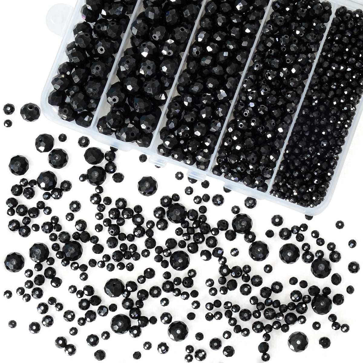 800Pcs 4/6/8/10mm Crystal Glass Beads for Jewelry Making Beads for Bracelets Necklace Pendants Making Supplies(Silver Champagne)