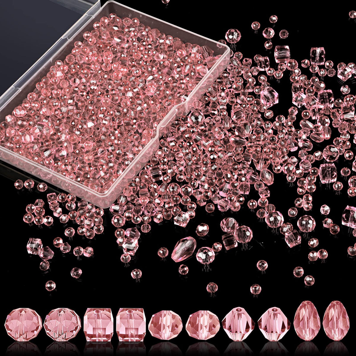 600 Pcs Crystal Glass Beads for Jewelry Making, 4/6/8mm Crystal Beads