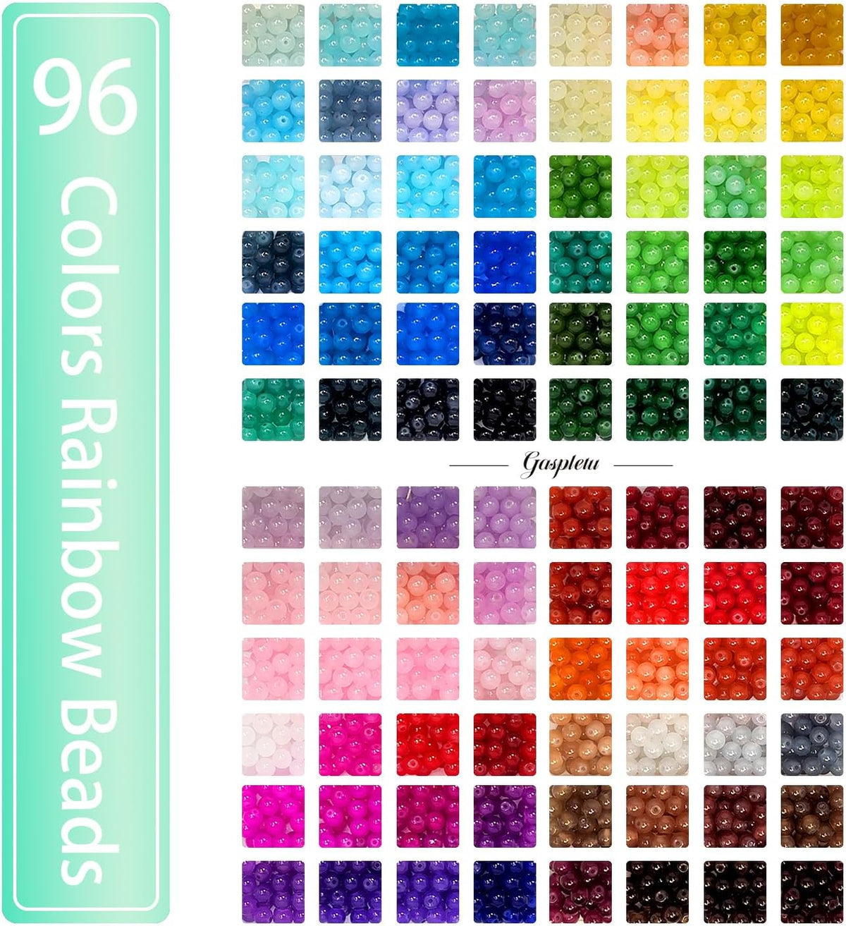 2500PCS 8mm Glass Beads Bracelet Making Kit, 96 Colors Crystal Beads for Jewelry Making, 4 Box Round Beads Suitable for Beginners