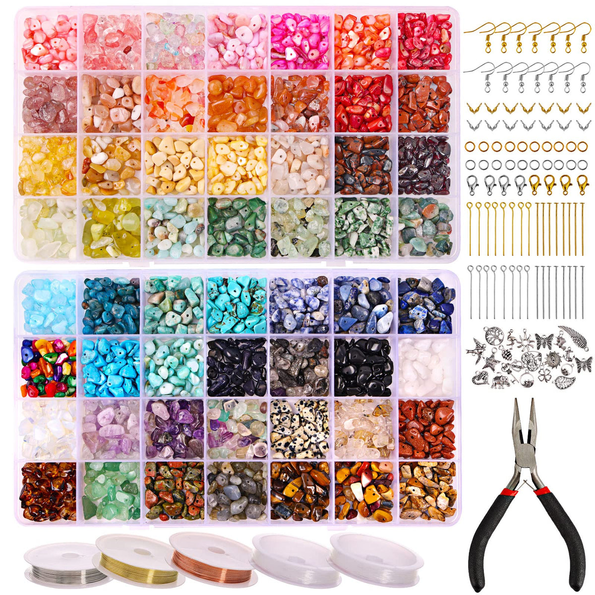 Quefe 40 Colors Crystal Beads for Jewelry Making Crystal and Gemstone