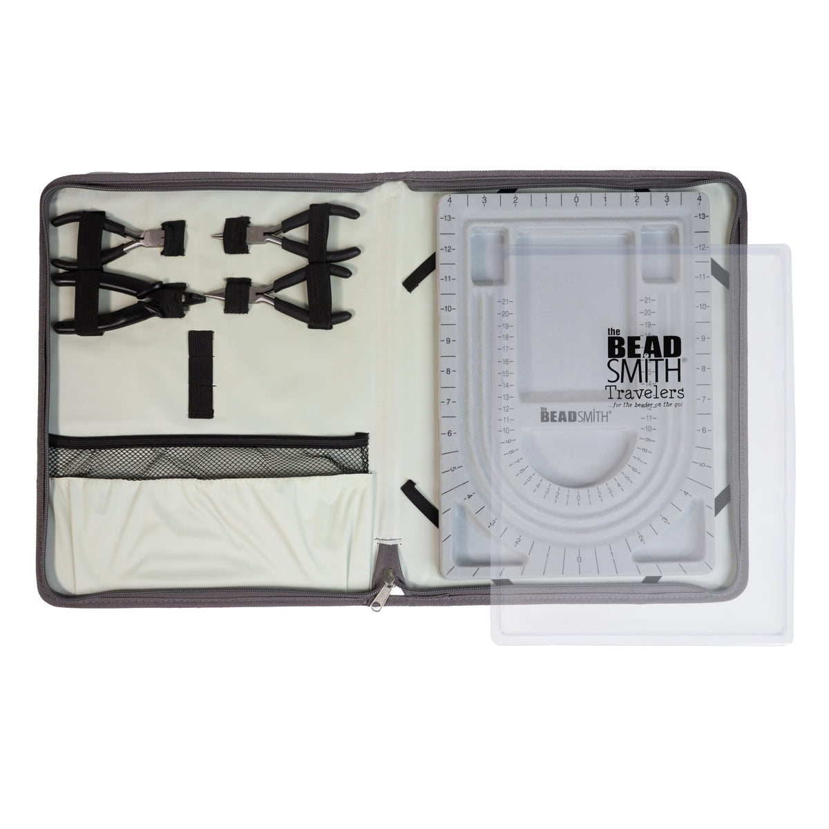 The Beadsmith Bead Board with Cover, Grey Flocked