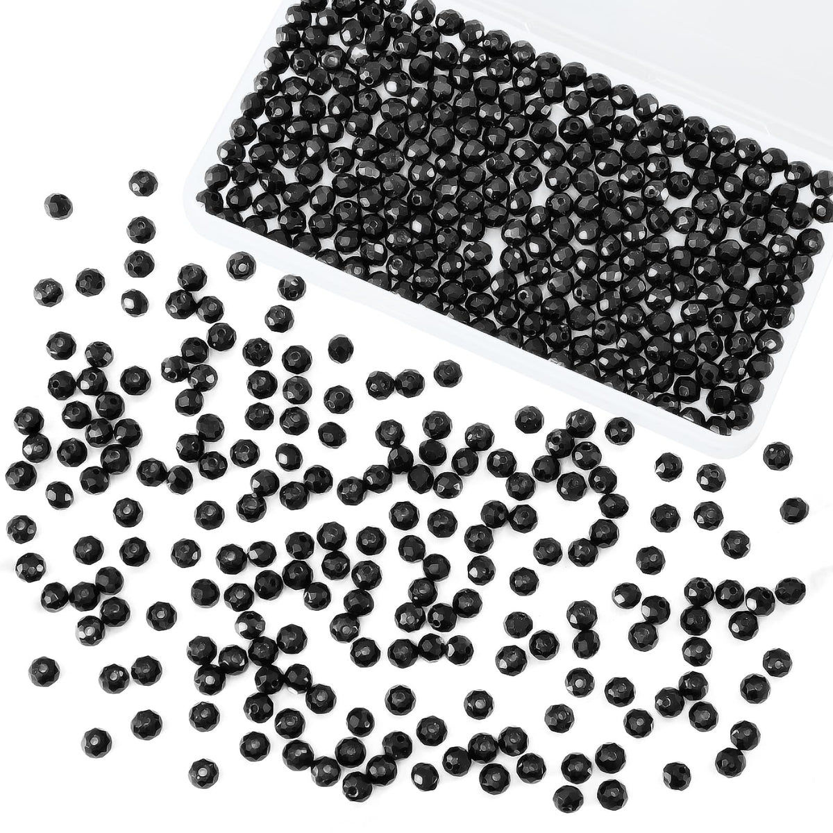800Pcs 4/6/8/10mm Crystal Glass Beads for Jewelry Making Beads for Bracelets Necklace Pendants Making Supplies(Silver Champagne)