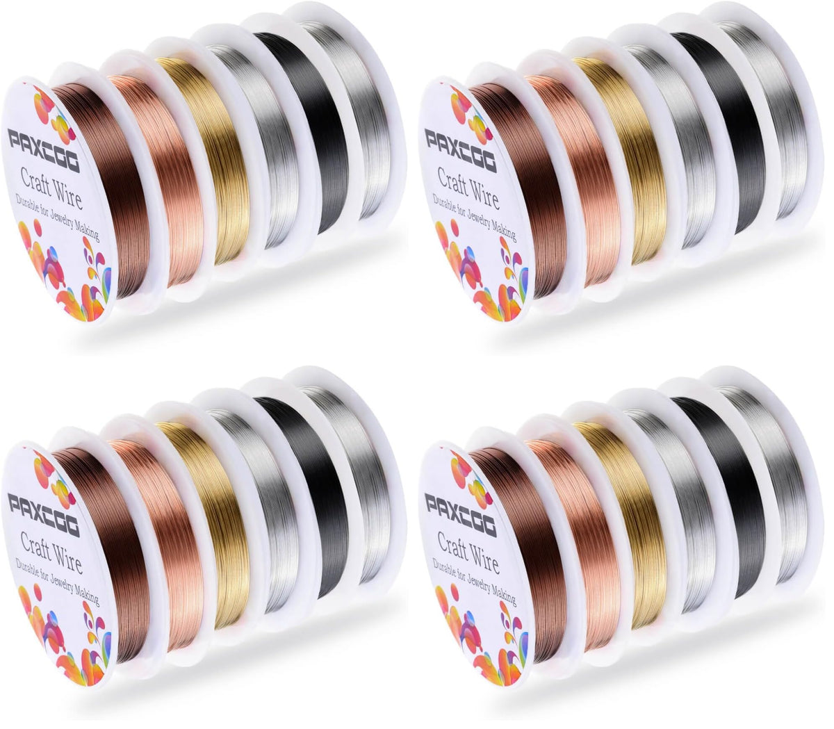 PAXCOO 6 Pack Jewelry Beading Wire for Jewelry Making Supplies and Craft (24 Gauge)