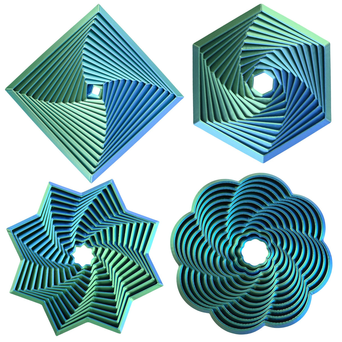6 Pack 3D Printed Geometric Fidget Toys Multicolor Desk Set
