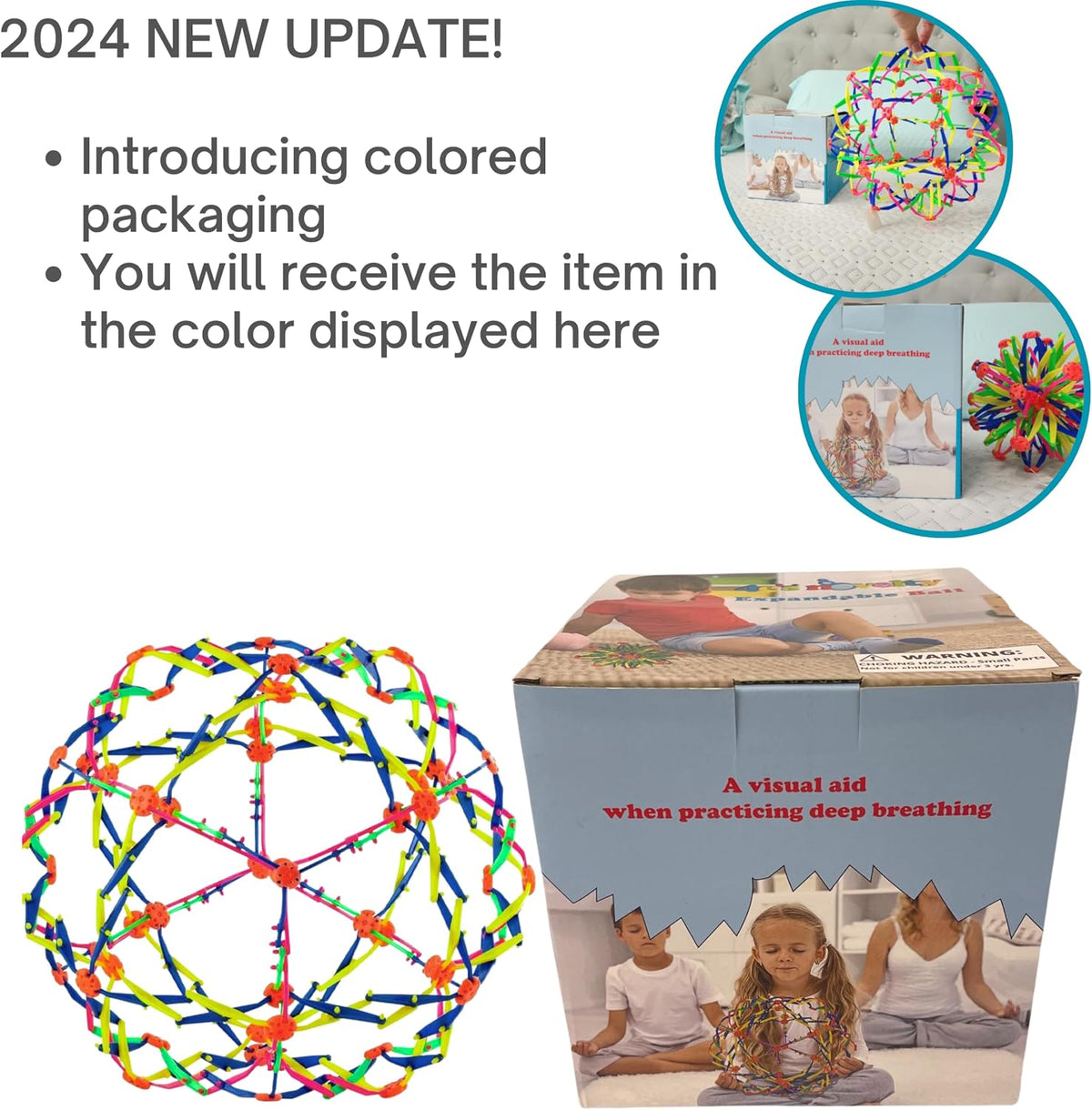 4E's Novelty Expandable Breathing Ball Sphere - Breathing Visual, Fidget Toys Expands from 6 to 12" Expanding Sphere for Kids & Adult