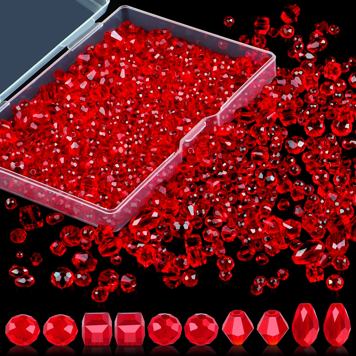 600 Pcs Crystal Glass Beads for Jewelry Making, 4/6/8mm Crystal Beads