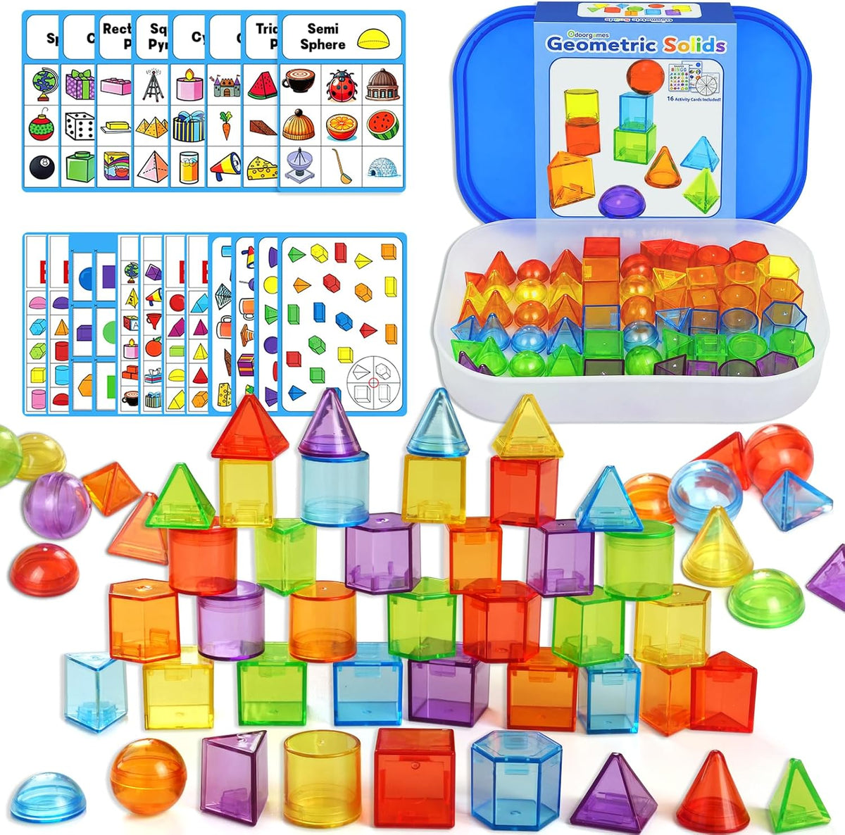 60 Pcs 3D Shapes for Teaching - Light Table Manipulatives
