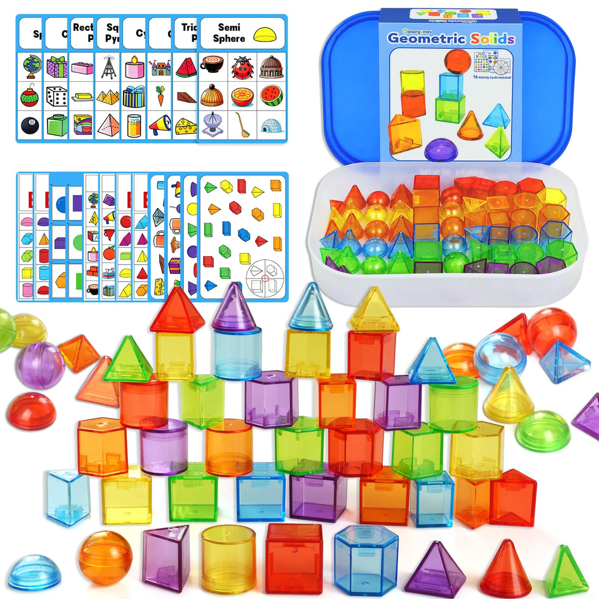 60 Pcs 3D Shapes for Teaching - Light Table Manipulatives