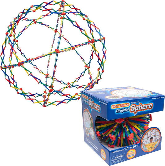 Hoberman Original Sphere Rainbow, Expanding and Contracting Geometric Ball Toy, Award-Winning STEM Fidget Toy for Kids and Adults, Ages 4+