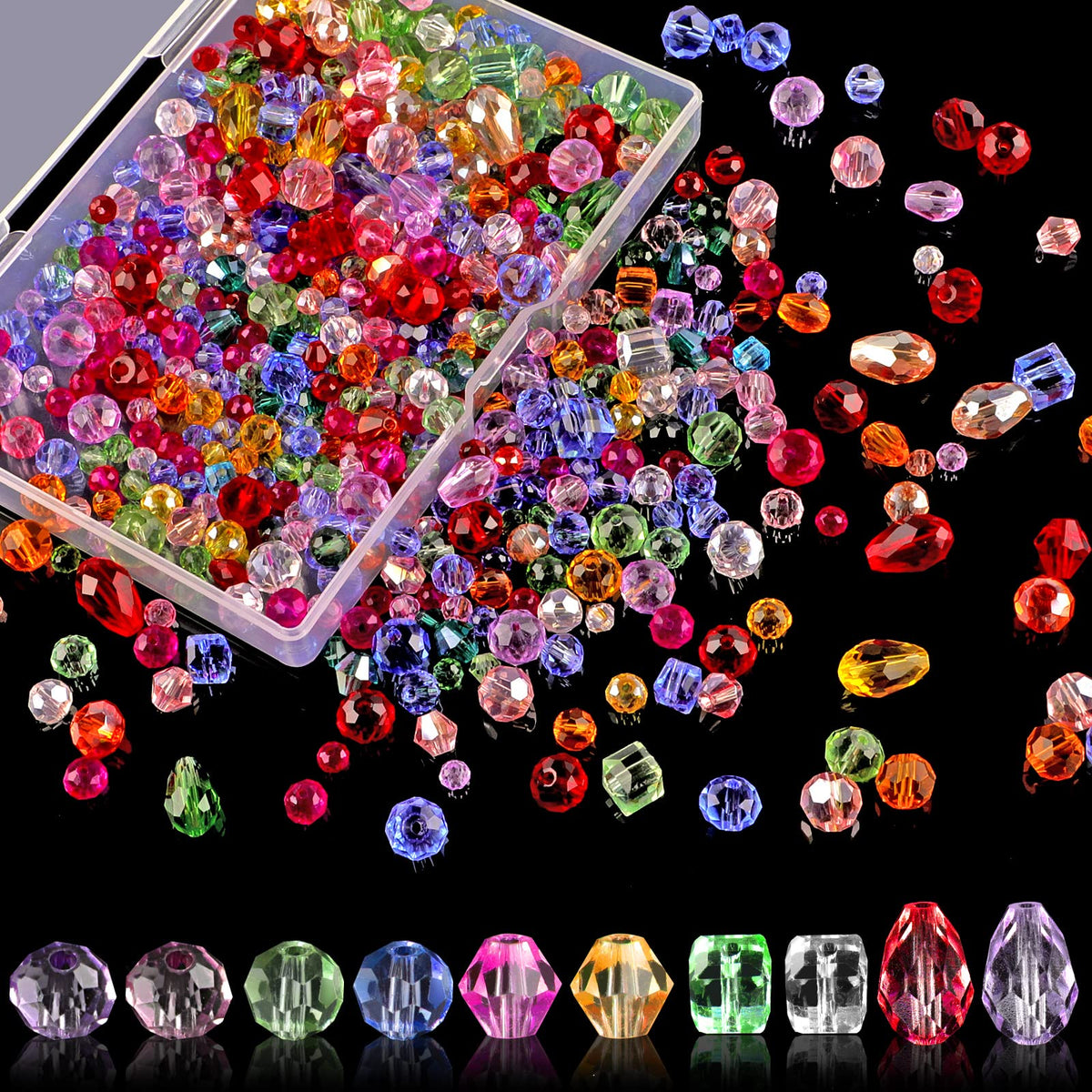 600 Pcs Crystal Glass Beads for Jewelry Making, 4/6/8mm Crystal Beads