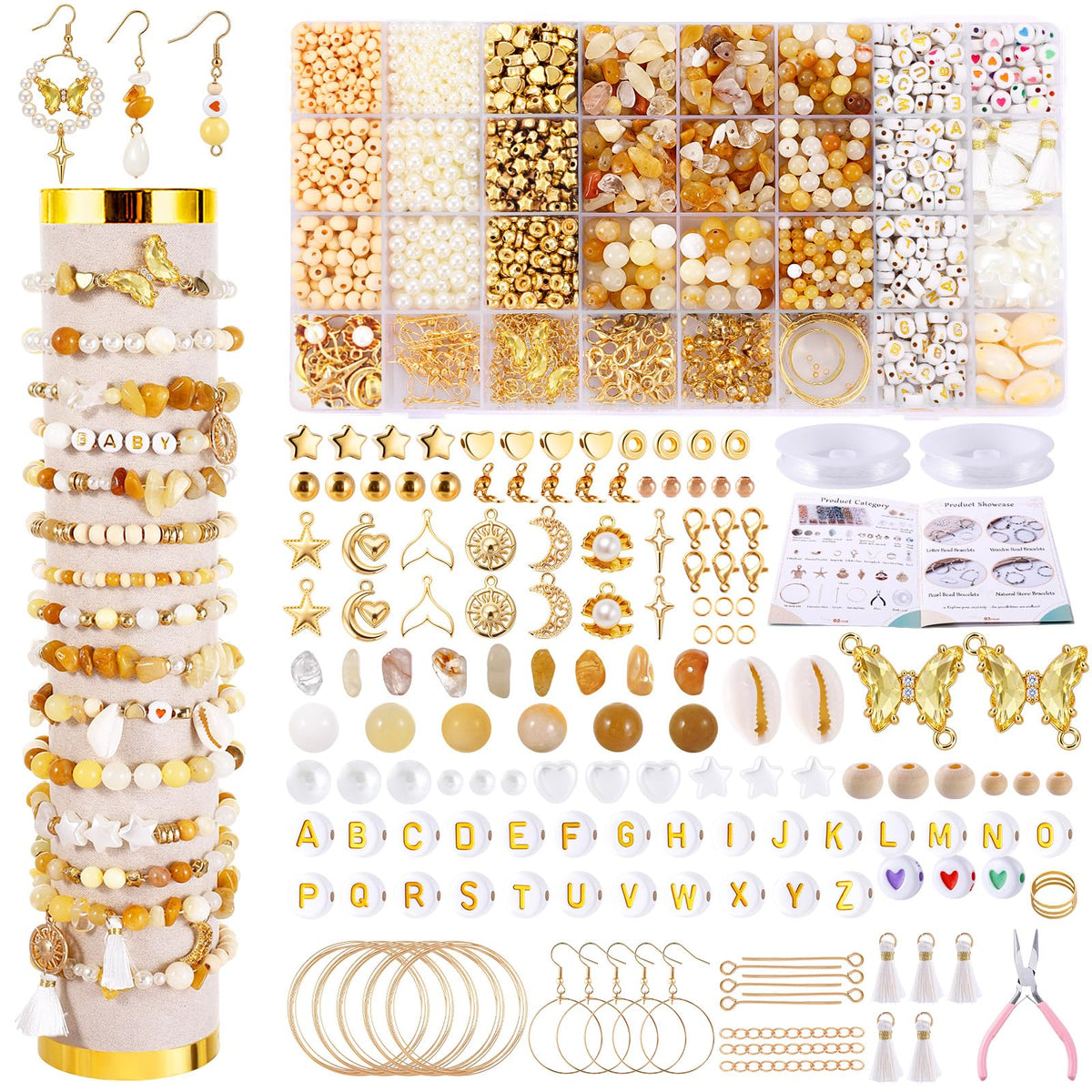 Wurosi 1927PCS Jewelry Making Supplies Kit for Adults,Natural Stone Beads