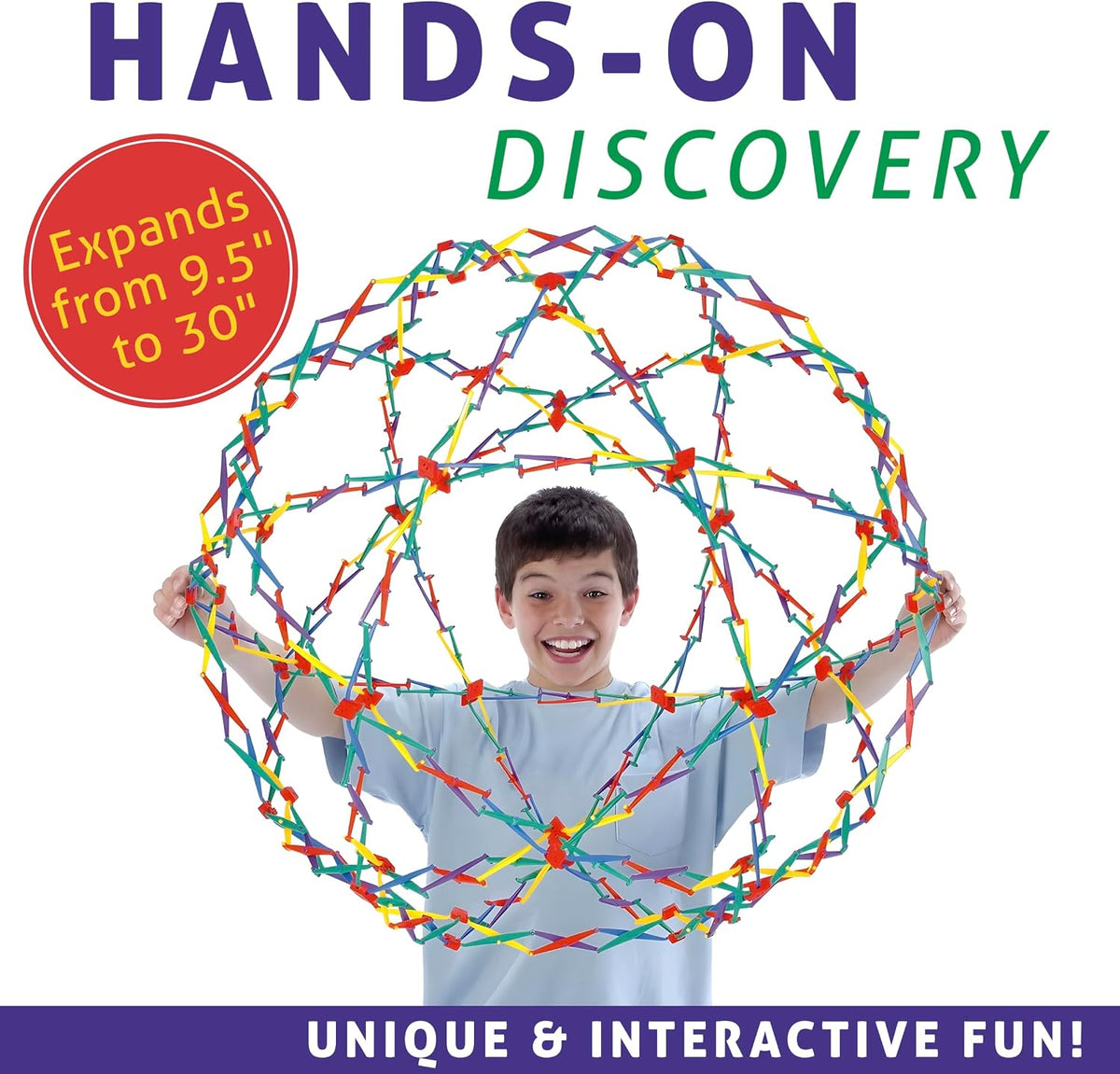 Hoberman Original Sphere Rainbow, Expanding and Contracting Geometric Ball Toy, Award-Winning STEM Fidget Toy for Kids and Adults, Ages 4+