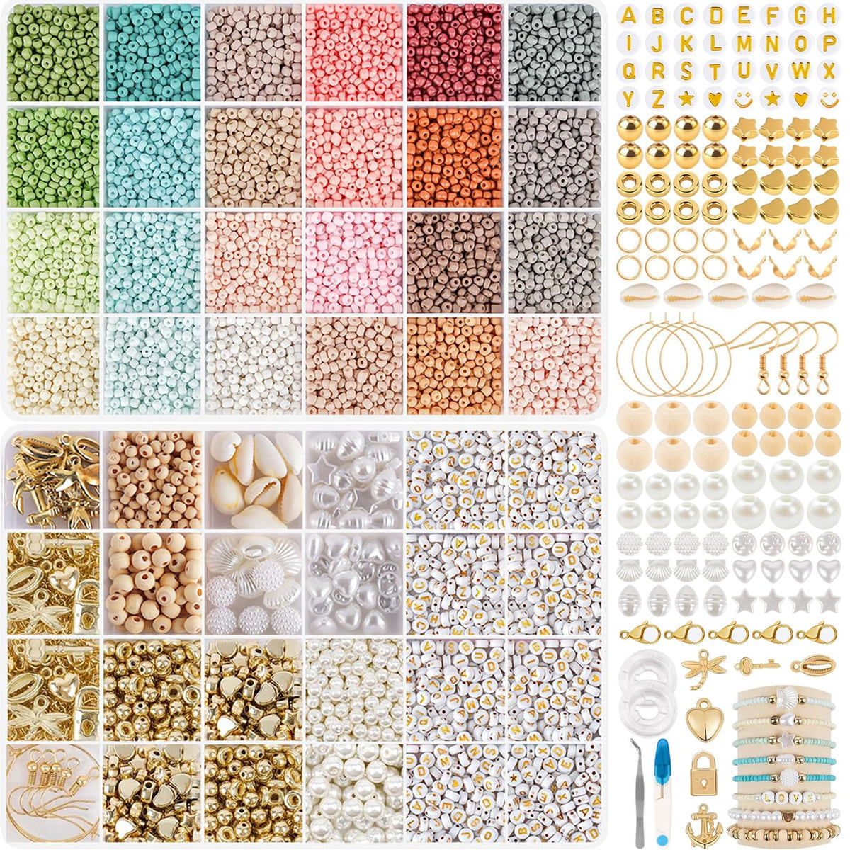 TEXGIZRLY 3mm Seed Beads for Jewelry Making Bracelet Making Kit Adults
