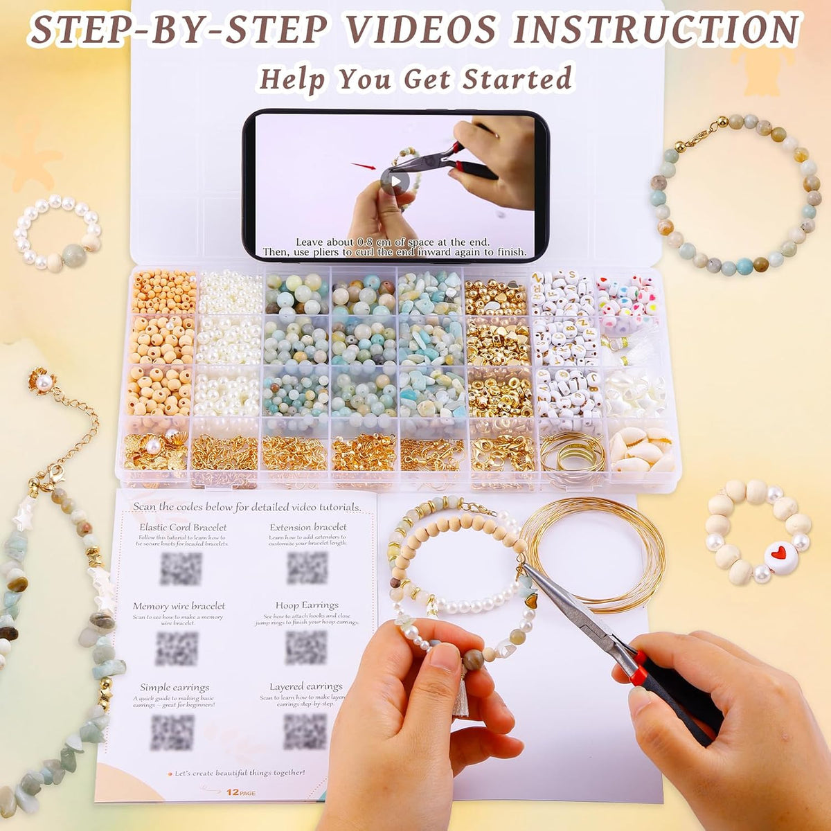 Wurosi 1927PCS Jewelry Making Supplies Kit for Adults,Natural Stone Beads