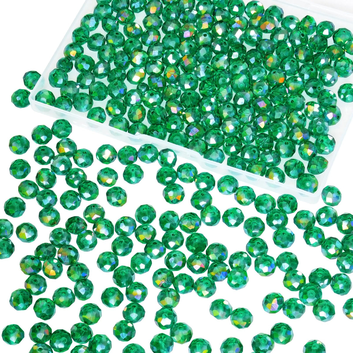 800Pcs 4/6/8/10mm Crystal Glass Beads for Jewelry Making Beads for Bracelets Necklace Pendants Making Supplies(Silver Champagne)