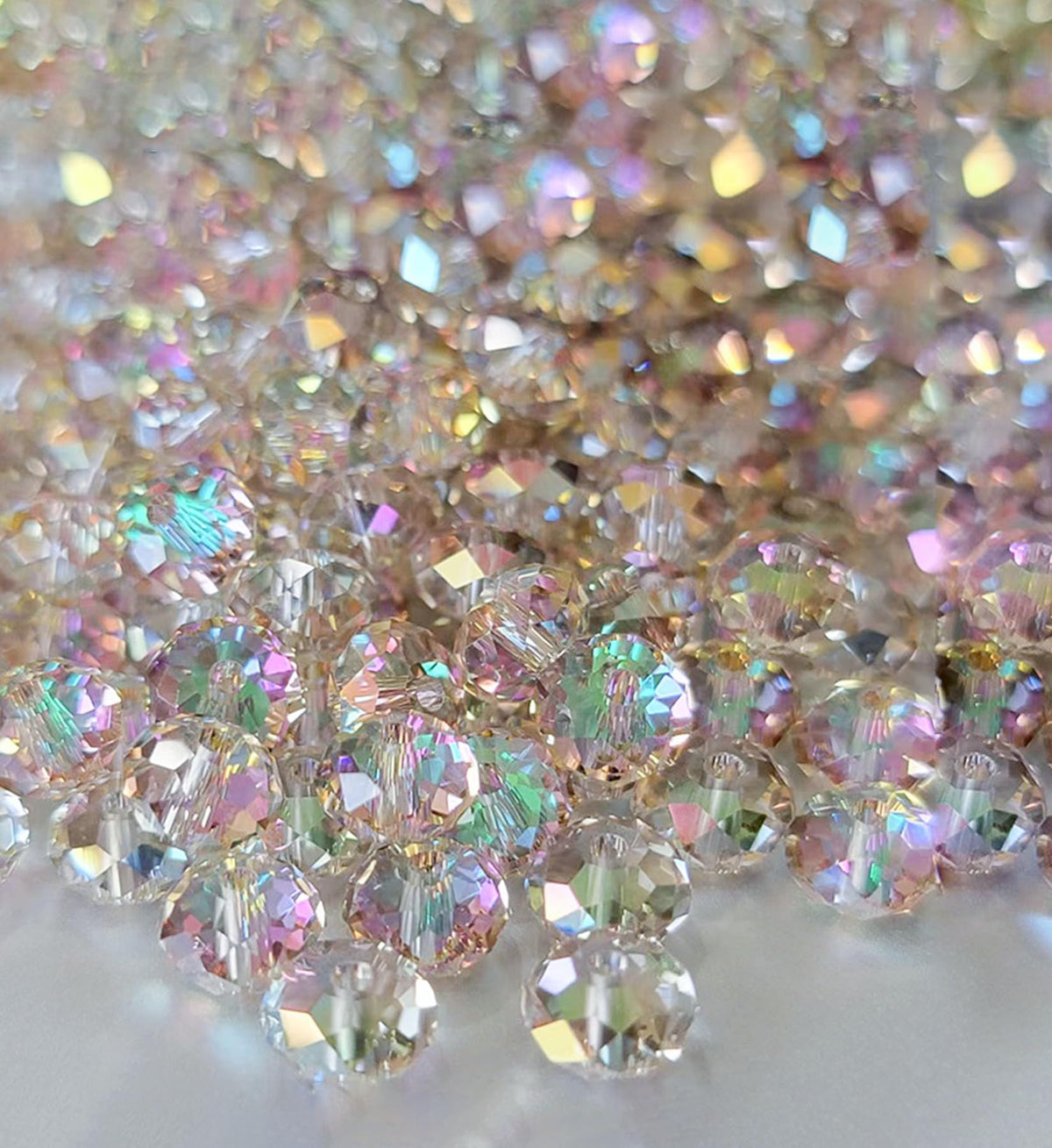 800Pcs 4/6/8/10mm Crystal Glass Beads for Jewelry Making Beads for Bracelets Necklace Pendants Making Supplies(Silver Champagne)