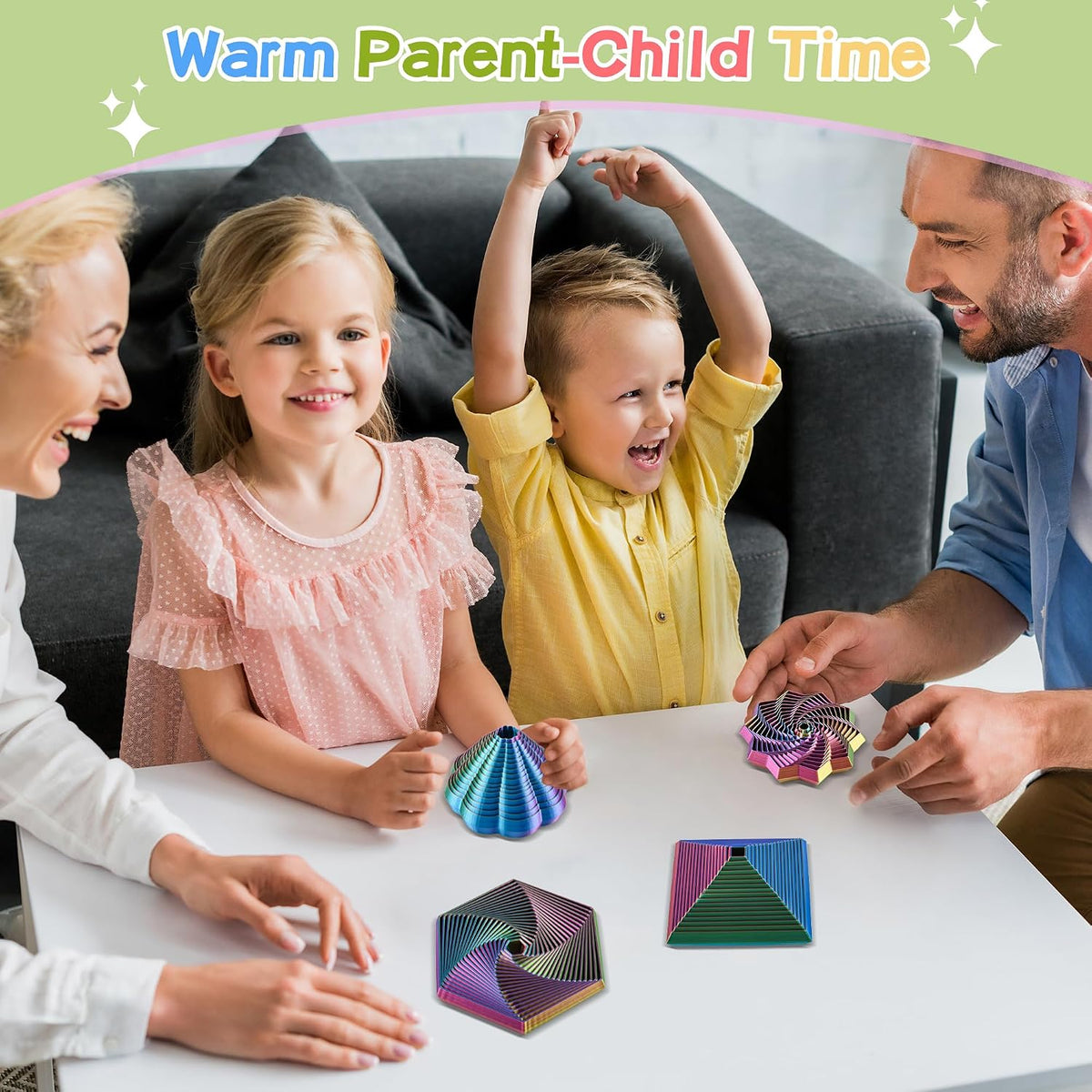 6 Pack 3D Printed Geometric Fidget Toys Multicolor Desk Set