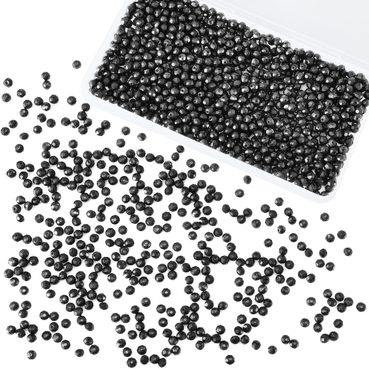800Pcs 4/6/8/10mm Crystal Glass Beads for Jewelry Making Beads for Bracelets Necklace Pendants Making Supplies(Silver Champagne)