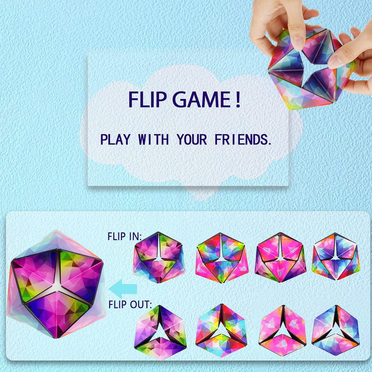 Kaleidocycle Fidget Cube for Kids, Infinity Flips Magic Cube for Adults to Stay Calm and Anxiety Anti Depression Fidget Fidget Toys Tear-Resistant Desk Cool Puzzle Gadget (Ages 3+)