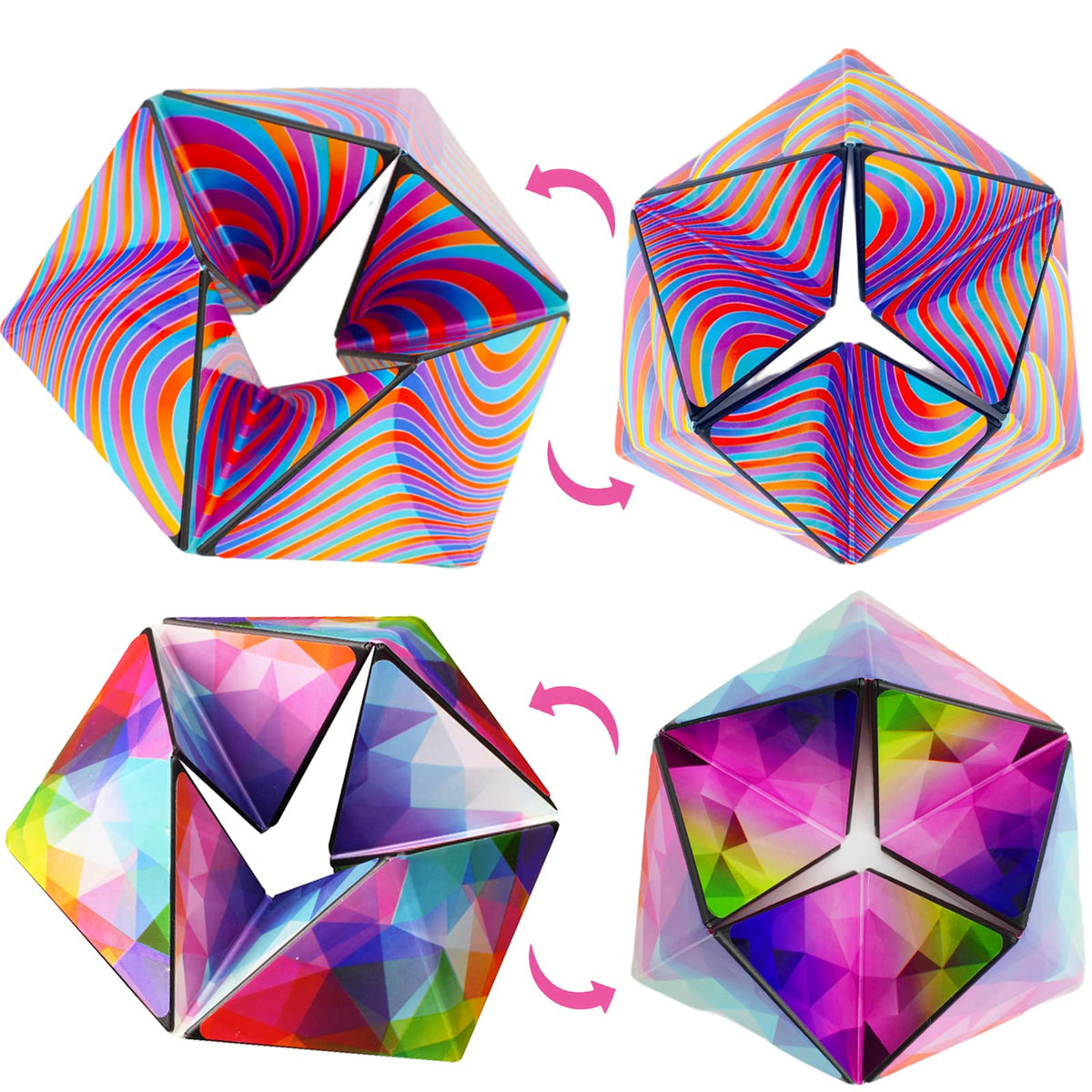 Kaleidocycle Fidget Cube for Kids, Infinity Flips Magic Cube for Adults to Stay Calm and Anxiety Anti Depression Fidget Fidget Toys Tear-Resistant Desk Cool Puzzle Gadget (Ages 3+)