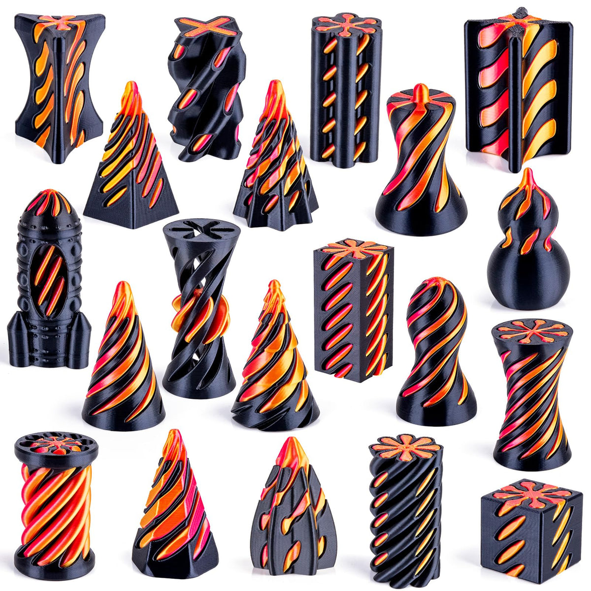 12 Pack 3D Printed Fidget Toys, Impossible Passthrough Spiral Set